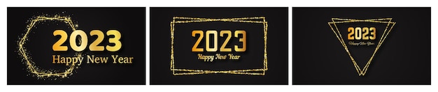 2023 Happy New Year gold background