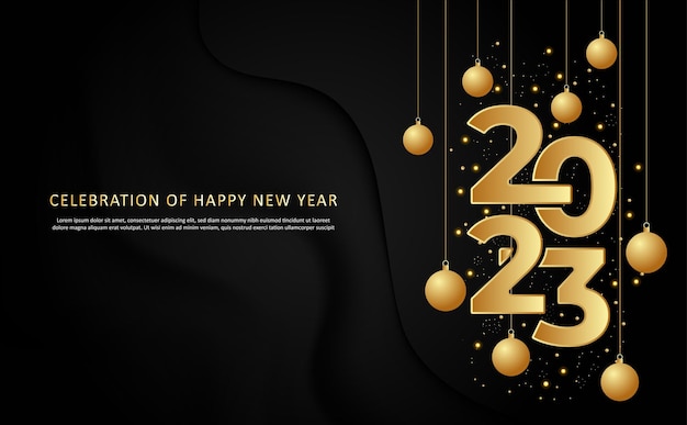 Premium Vector | 2023 happy new year gold celebration design background