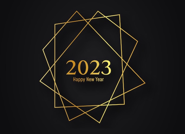 2023 Happy New Year gold geometric polygonal background