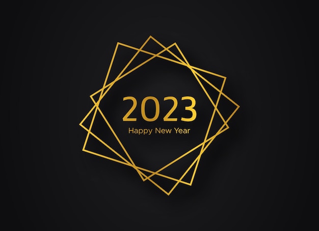 2023 С Новым годом золотой геометрический многоугольный фон