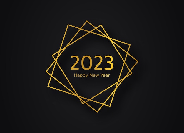 2023 happy new year gold geometric polygonal background