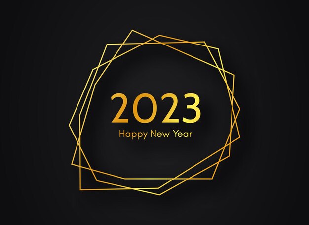 2023 Happy New Year gold geometric polygonal background