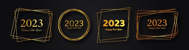 2023 Happy New Year gold geometric polygonal background