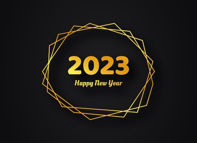 2023年新年あけましておめでとうございます金の幾何学的な多角形の背景