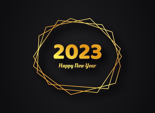 Fondo poligonale geometrico oro felice anno nuovo 2023