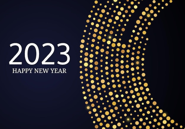 2023 Happy New Year of gold glitter pattern