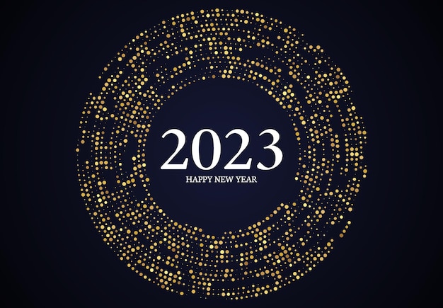 2023 happy new year of gold glitter pattern