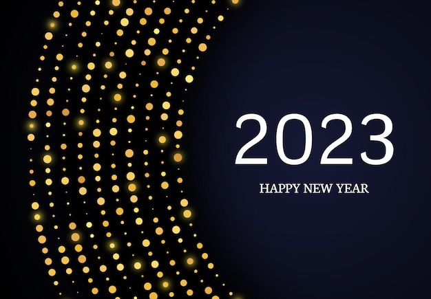 Vector 2023 happy new year of gold glitter pattern