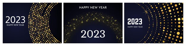 2023 Happy New Year of gold glitter pattern