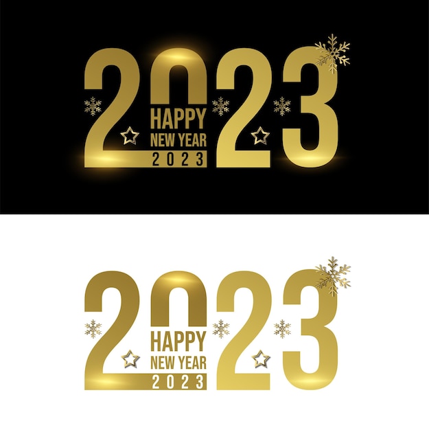 2023 happy new year golden calligraphy with decorations