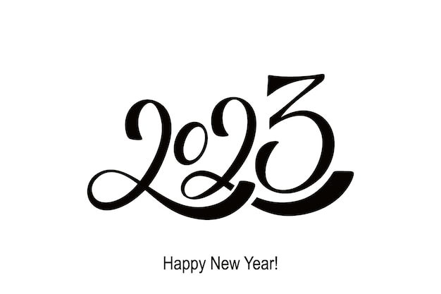 2023 Happy New Year hand lettering calligraphy Vector holiday illustration element Typographic element for banner poster congratulations