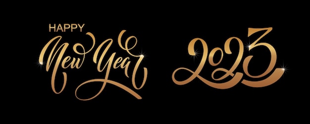 Vector 2023 happy new year hand lettering calligraphy vector holiday illustration element typographic element for banner poster congratulations