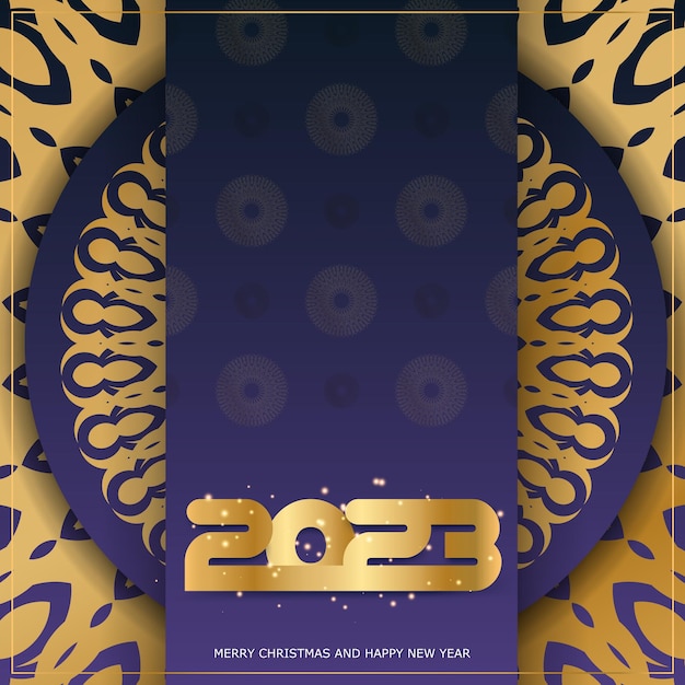 2023 happy new year holiday poster Blue and gold color