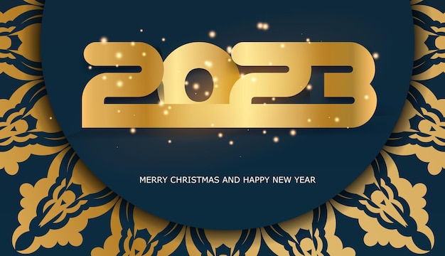 Vector 2023 happy new year holiday poster blue and gold color