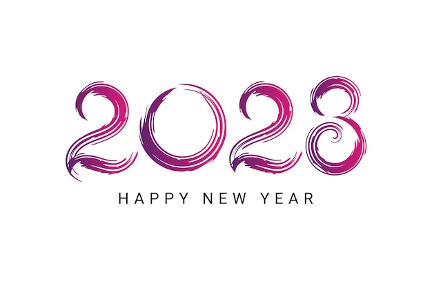 2023 happy new year lettering logo design con pennello asciutto