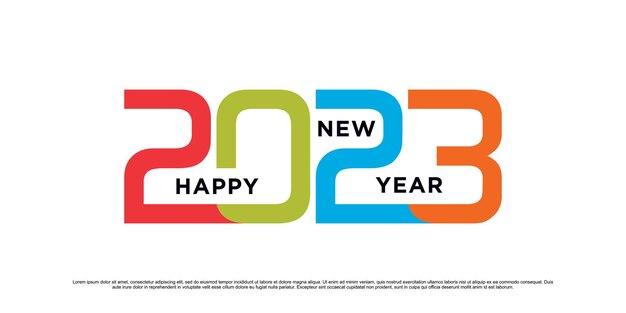 2023 happy new year logo design vector illustration with creative unique concept