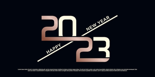 2023 happy new year logo design vector illustration with creative unique concept