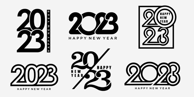 2023 Happy New Year logo text design 2023 number design template collection vector illustration