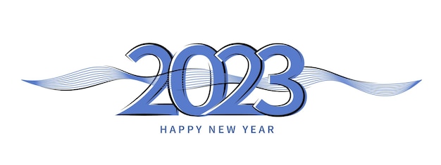 2023 新年あけましておめでとうございますロゴ テキスト デザイン。番号 2023 のデザイン テンプレートです。