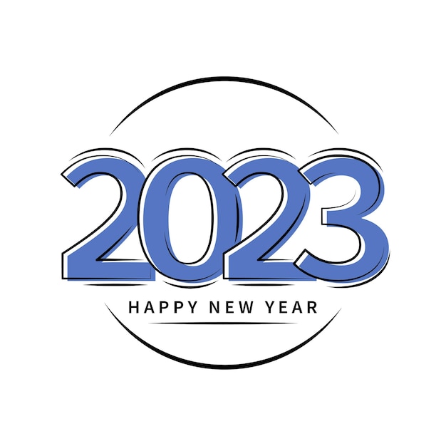 2023 Happy New Year logo text. Number 2023 design template for calendar.