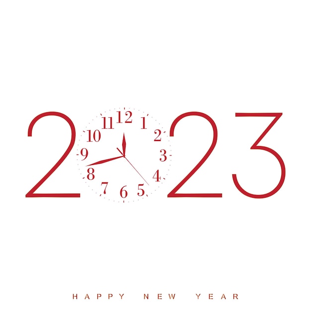 2023 新年あけましておめでとうございますと時計付きメリー クリスマス カード ベクトル