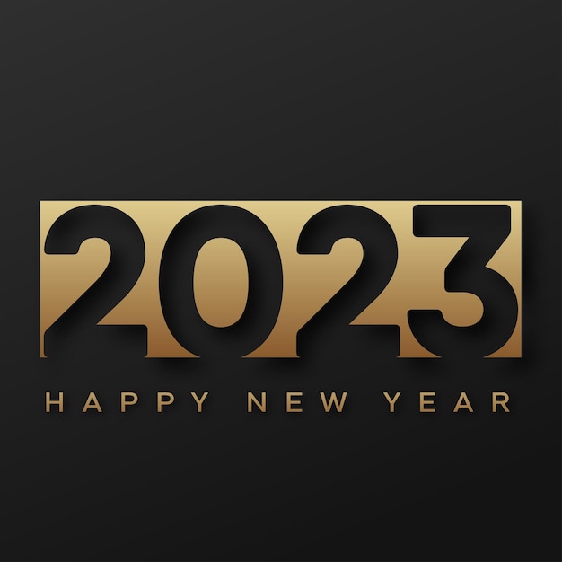 Vector 2023 happy new year and merry christmas card with golden text vector