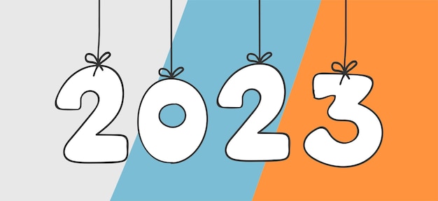 2023 happy new year moderna linea alla moda numeri di design appesi