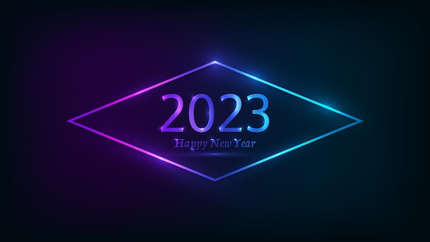 2023 Happy New Year neon background