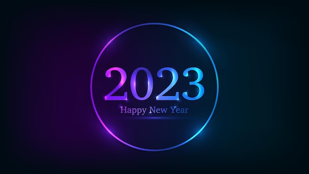 2023 Happy New Year neon background