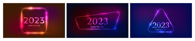 2023 happy new year neon background