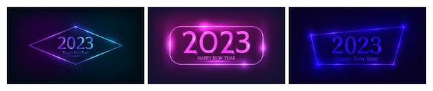 2023 Happy New Year neon background