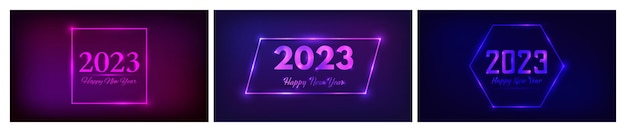 2023 Happy New Year neon background