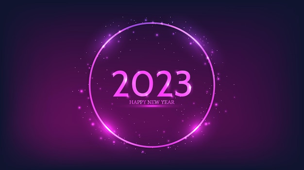 2023 Happy New Year neon background