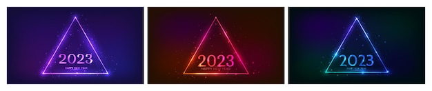 2023 Happy New Year neon background