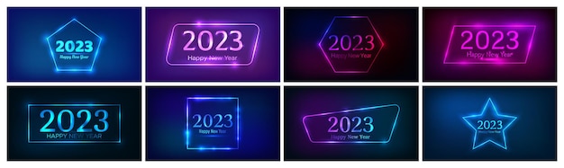 2023 happy new year neon background