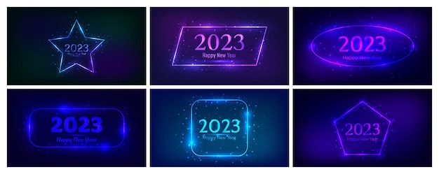 2023 Happy New Year neon background