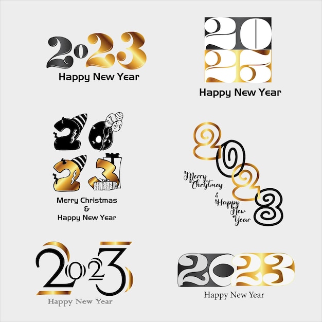 2023 happy new year number design template collection vector illustration