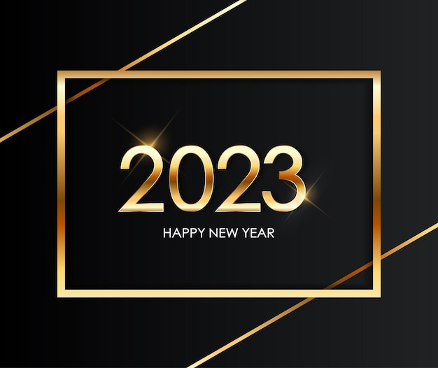 2023 Happy New Year number text effect background. Greeting Card, Banner, Poster.  Luxury .