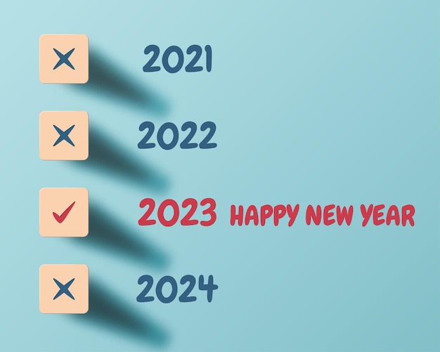 2023年新年あけましておめでとうございます番号ミニマリストスタイルベクトルグリーティングカードの線形番号デザインベクトルi