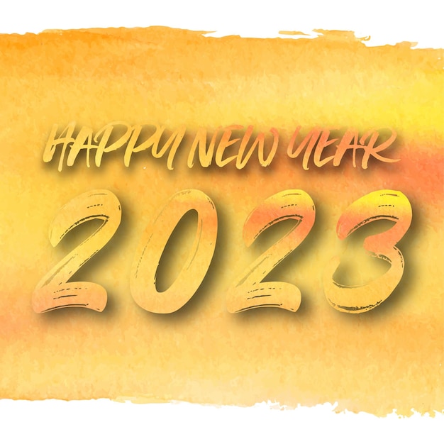 2023 新年あけましておめでとうございます番号グリーティング カード ベクトル イラストの水彩風ベクトル線形番号デザイン