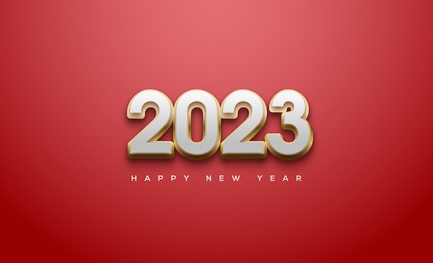 Numeri di felice anno nuovo 2023 con colore bianco e oro di lusso