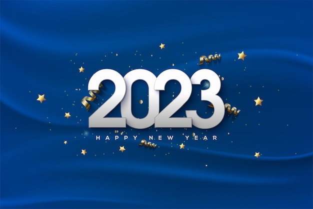 青い布の背景に2023年明けましておめでとうございます