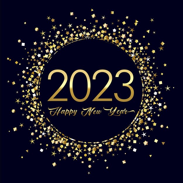 2023 a happy new year symbol. round logotype concept. abstract isolated graphic design template.