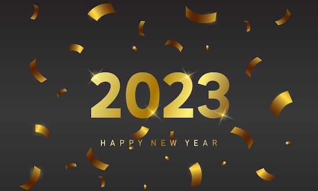 2023 happy new year with 3d gold numbers