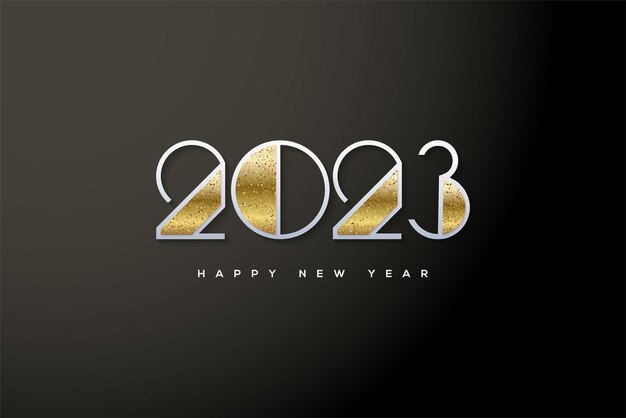 벡터 흰색과 금색 반짝이로 2023 새해 복 많이 받으세요