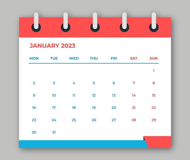 2023 jaar januari maand vector eenvoudige lay-out bureaukalender