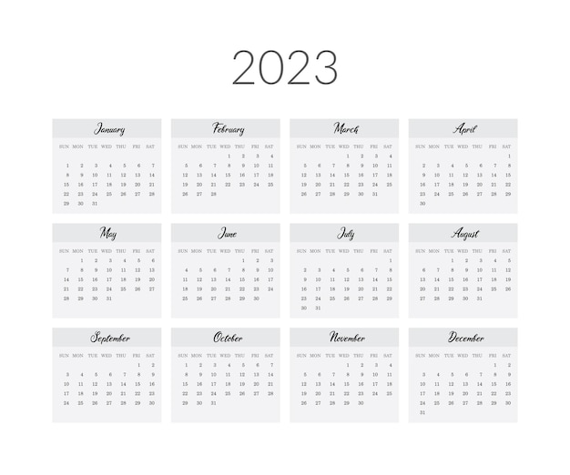 2023 jaar kalendersjabloon Vector illustratie