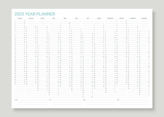 2023 jaar planner kalender Bureau kalender sjabloon Vectorillustratie