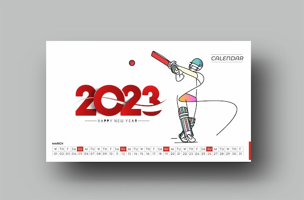 Vector 2023 kalender gelukkig nieuwjaar ontwerp