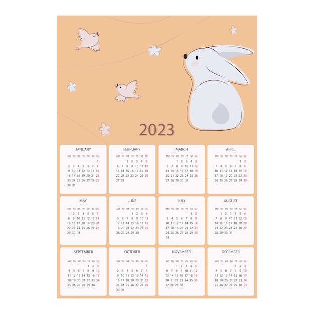 2023 kalender met konijn